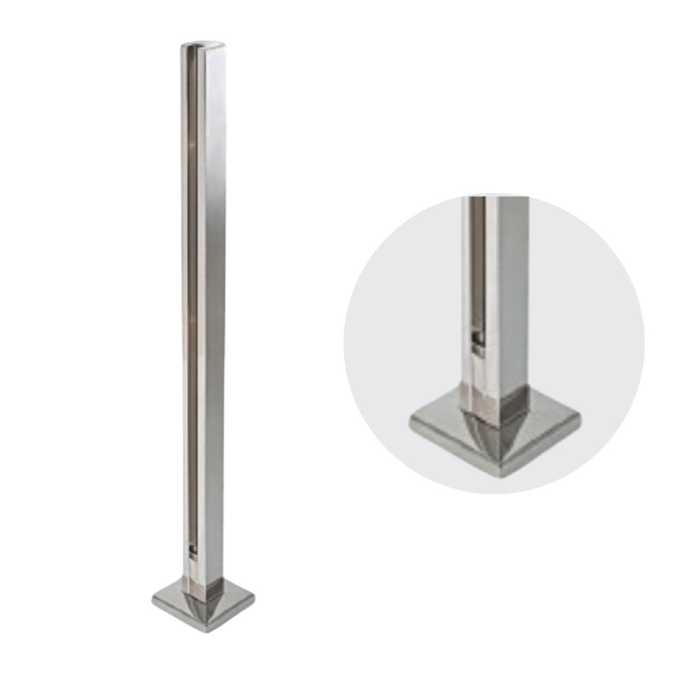 *POSTE VIDRO RANHURADO INOX 316