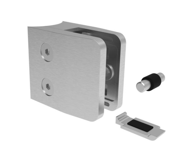 SUPORTE VIDRO 52X52/CURVO INOX